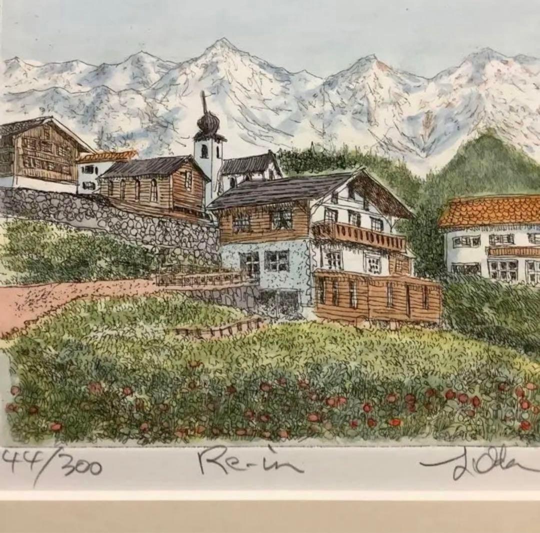 絵画・額縁・版画・織田 義郎・新品未使用・リーイン(スイス)・エッチング・美術品