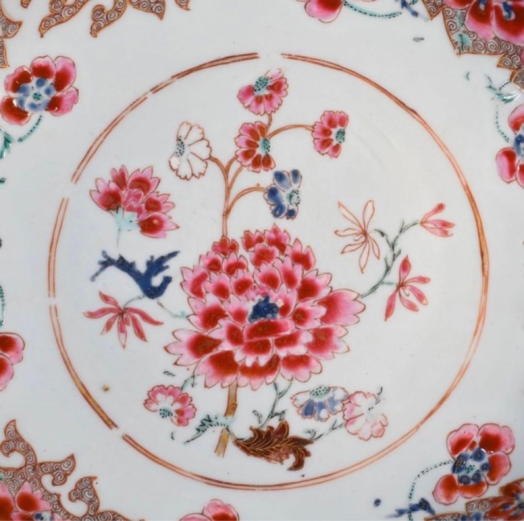 中国古美術品　清の雍正時代　粉彩花文皿　本物保証
