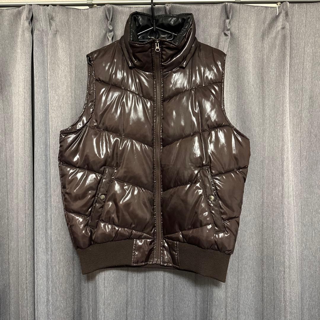 00s archive y2k ダウンベスト ファー 短丈 光沢 ギャル男