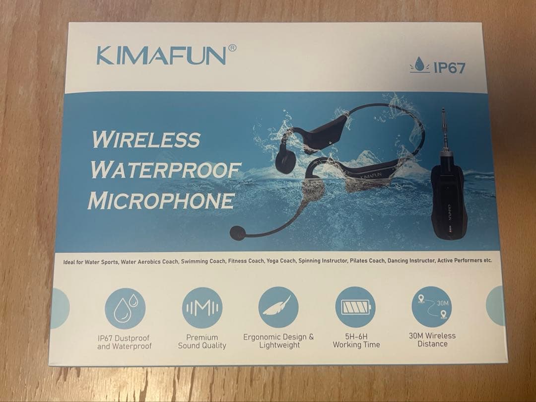 KIMAFUN ワイヤレスウォータープルーフマイク　ヘッドセット　スポーツ