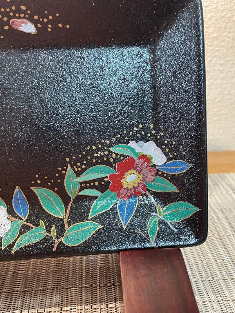 136桑野むつ子 京都 御所の花十二ヶ月【12月山茶花】抹茶椀・和陶皿 しおり付