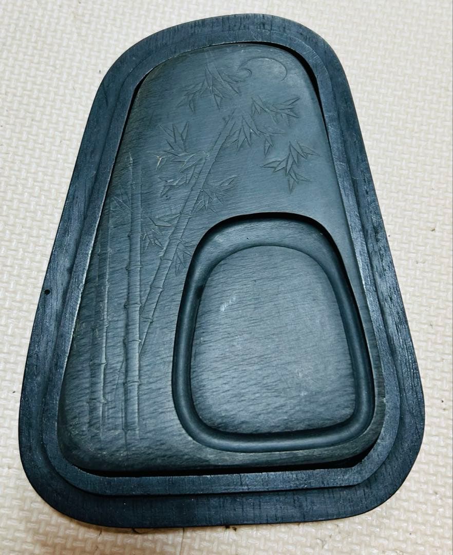 清時代　書道家 旧咸品 老坑•旧水坑/歙州 硯/長眉子紋硯/ [極上品]