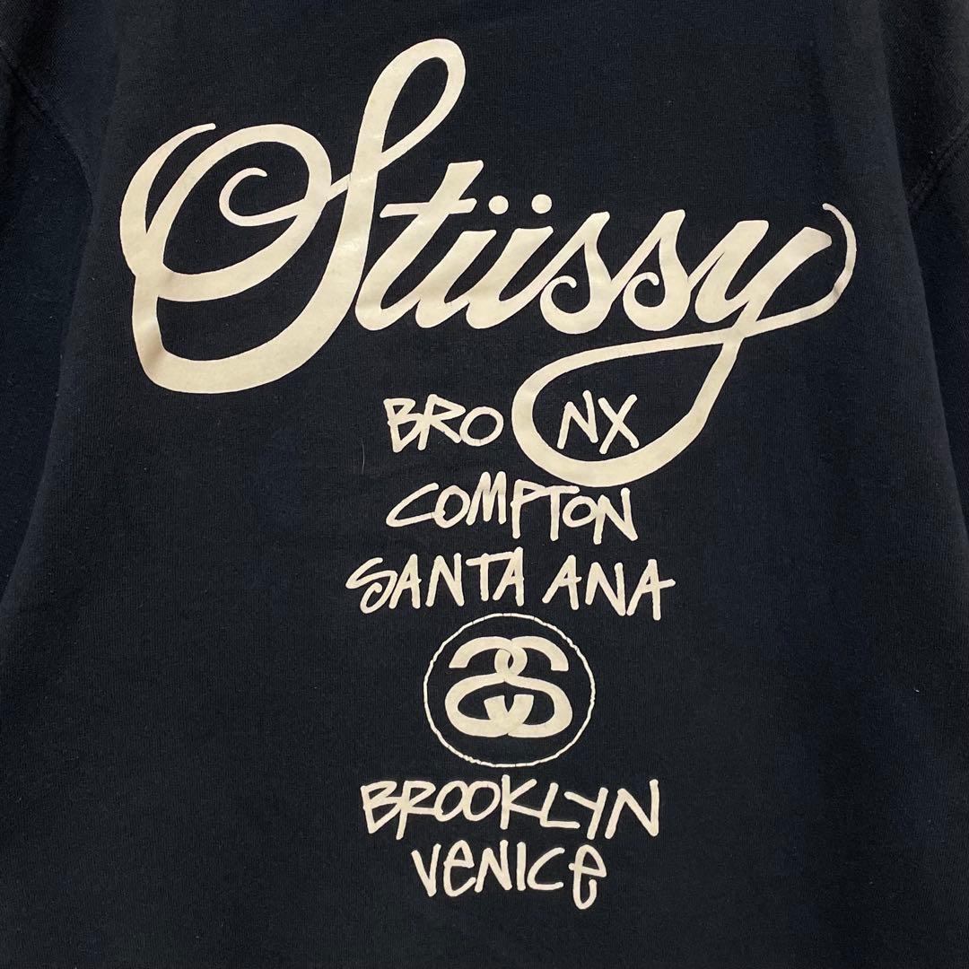 953【入手困難】ステューシー♤ビッグロゴ　希少　パーカー　ワールドツアー　人気