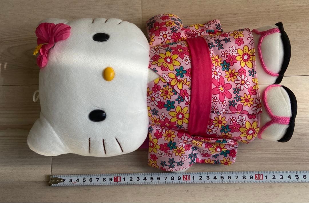 サンリオ　キティぬいぐるみ　平成レトロ　浴衣ハイビスカス　花柄 大きい　希少レア