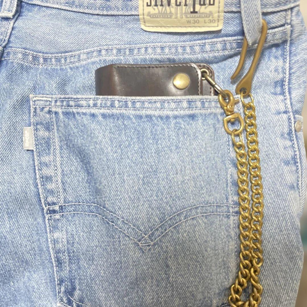 ホースバット　茶芯トラッカーウォレット三層(チェーン付き)