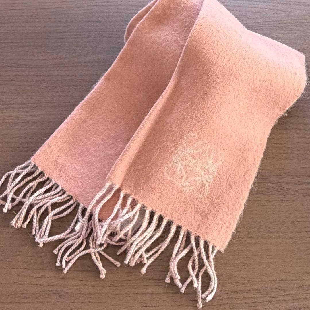 LOEWE マフラー　バイカラー　ピンク/ライトグレー