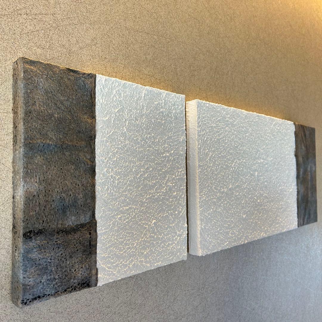 【和紙×漆喰】ファブリックパネル 2枚組 和モダン　アート インテリアボード