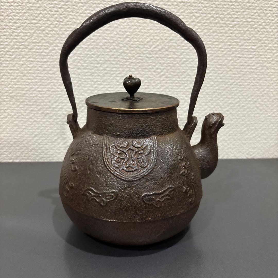 鉄製 鉄瓶　龍口　龍文堂造　小ぶり