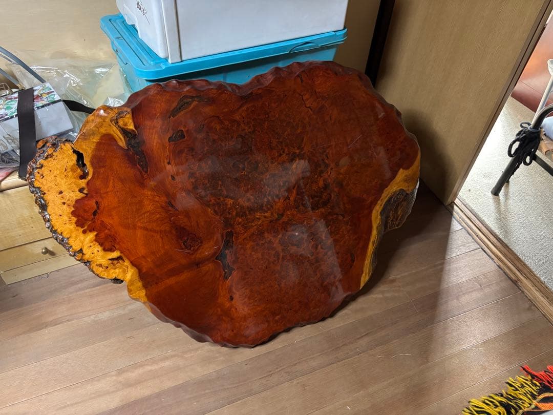 希少　花梨　 座卓 一枚板 高級テーブル　天然木製　光沢座卓　アンティーク
