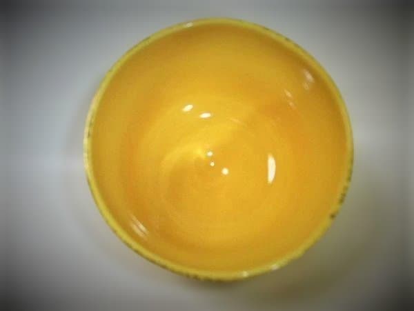 京焼 清水焼 銘「華月」黄釉 茶道具 抹茶茶碗