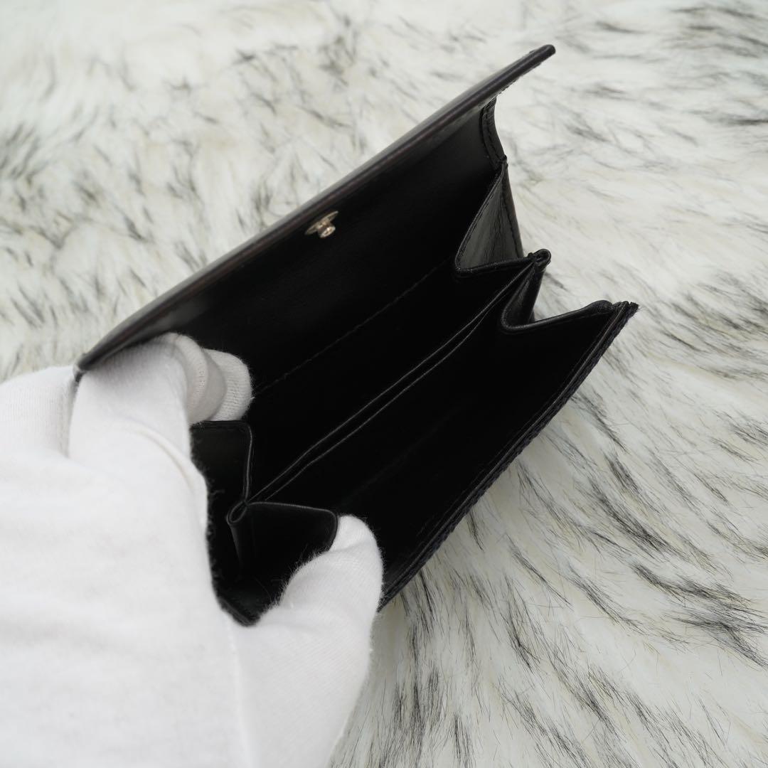 未使用級　箱付き　GUCCI グッチ　二つ折り財布　レザー×キャンバス　ブラック