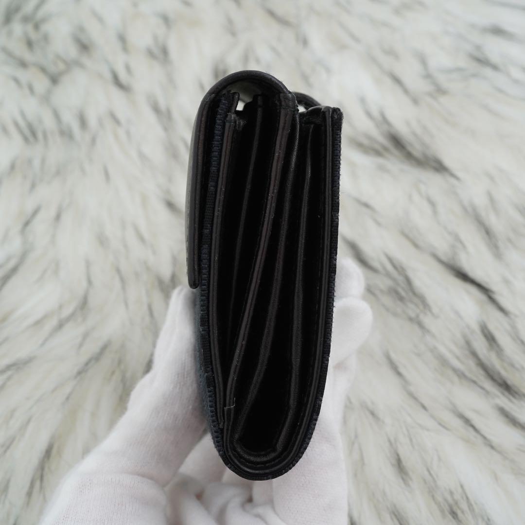 未使用級　箱付き　GUCCI グッチ　二つ折り財布　レザー×キャンバス　ブラック