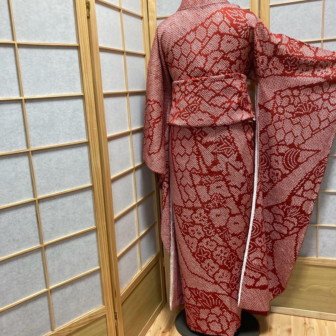 ［3135］振袖 4点セット 美品 総絞り 短冊 成人式 卒業式 着物 正絹 袷