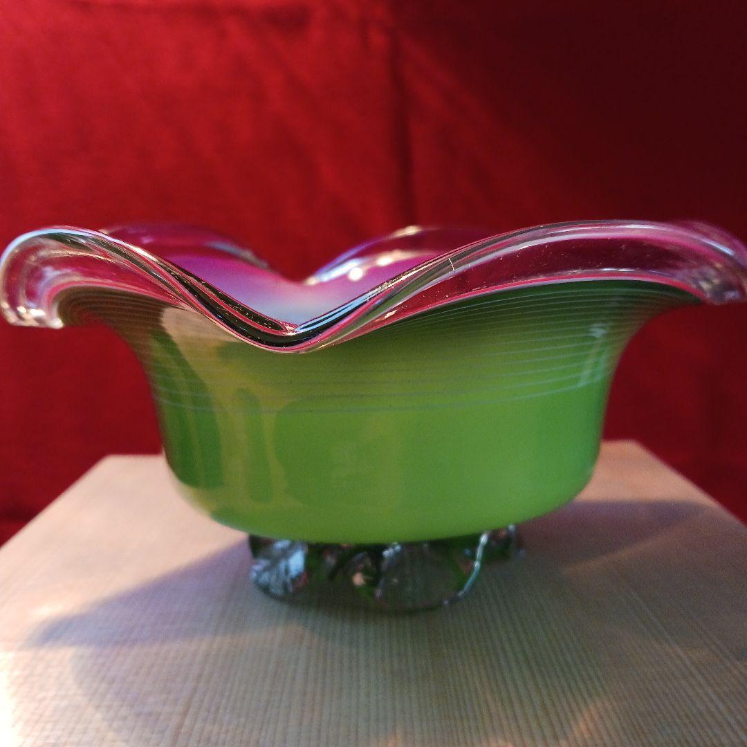 大正時代　ガラス　脚付き鉢　希少