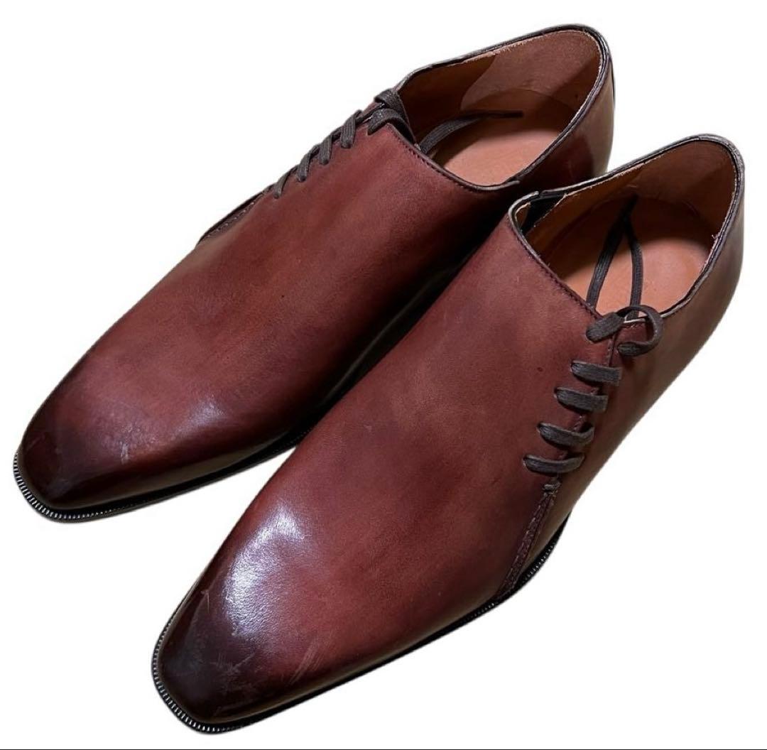 Elastico ブラウン レザー サイドレース ドレスシューズ 41