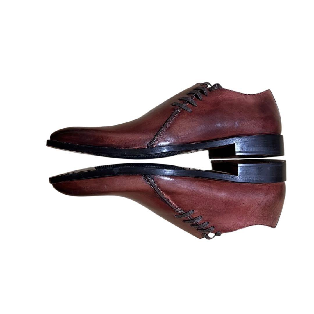 Elastico ブラウン レザー サイドレース ドレスシューズ 41