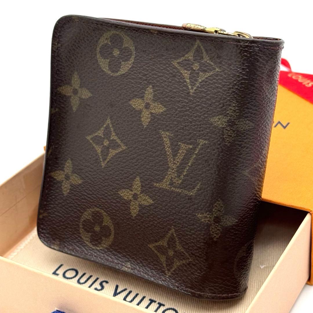 美品✨️ルイヴィトン　モノグラム　コンパクトジップ　折り財布　wallet　ミニ