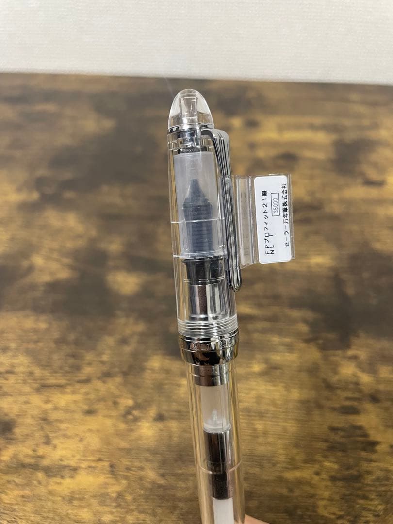 未使用　タグ付　透明軸　21金　字幅F　万年筆　銀　備品あり　デモンストレーター