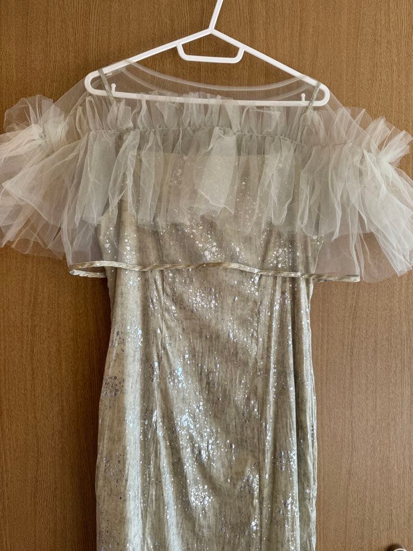 LEJA チュールフリルボレロペイントマーメイドドレス　Sサイズ　グリーン