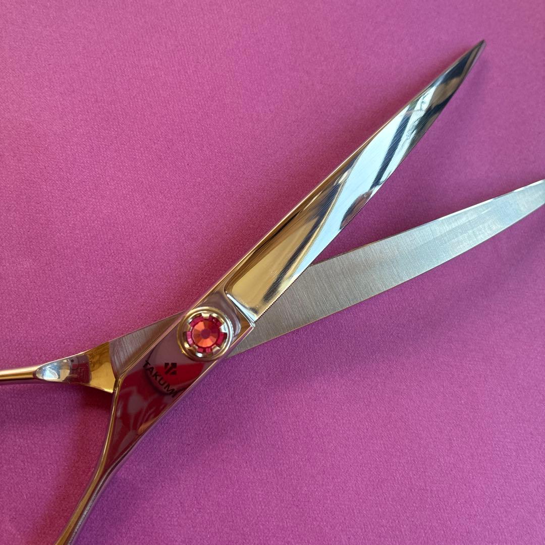 犬用トリミングハサミ ステンレス ピンク カーブシザー