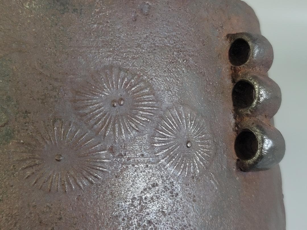 茶道具 菊地紋 筒釜 古作 時代物 DT374