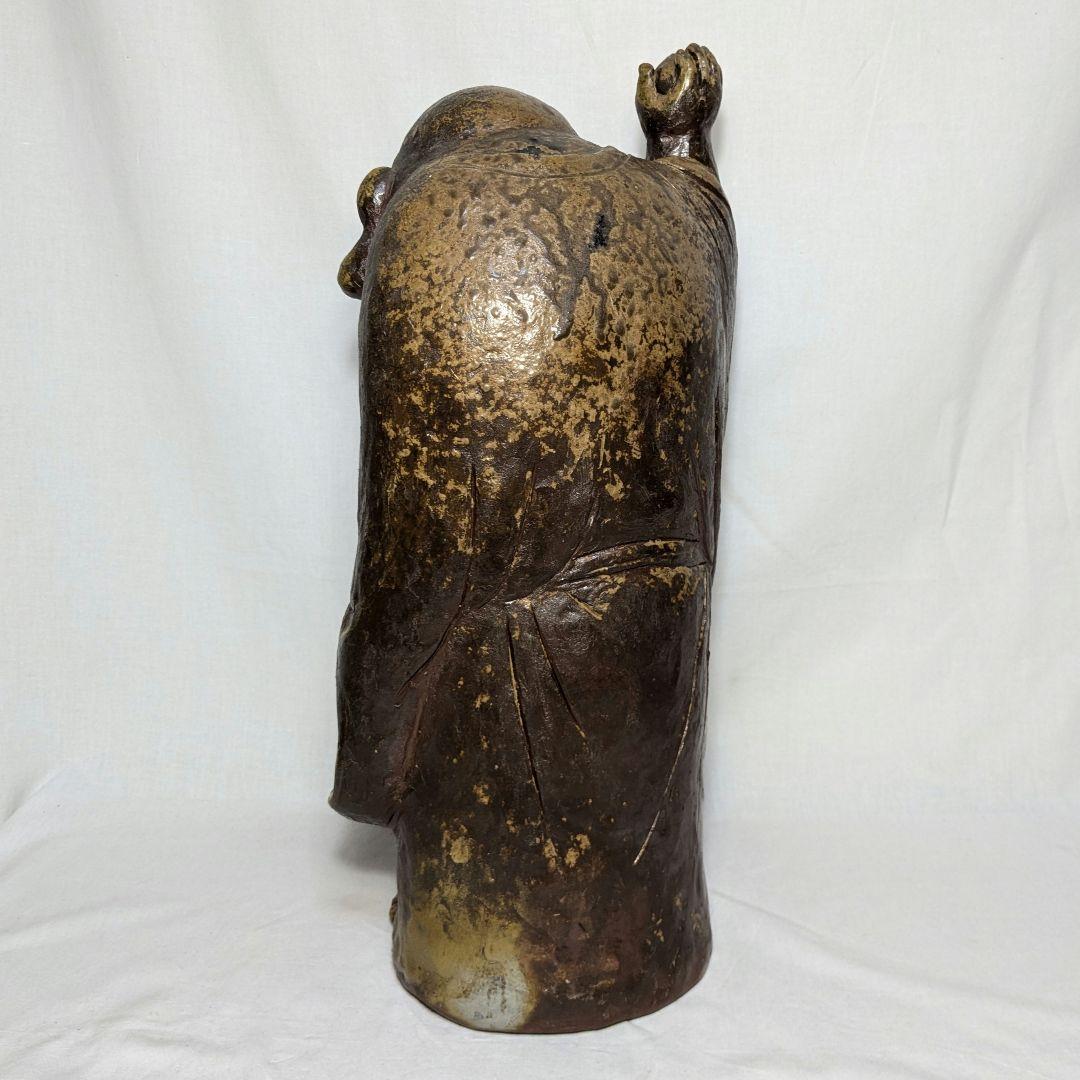 備前焼 布袋尊像 布袋様 七福神 置物 縁起物 伏香炉 インテリア 工芸品 陶像