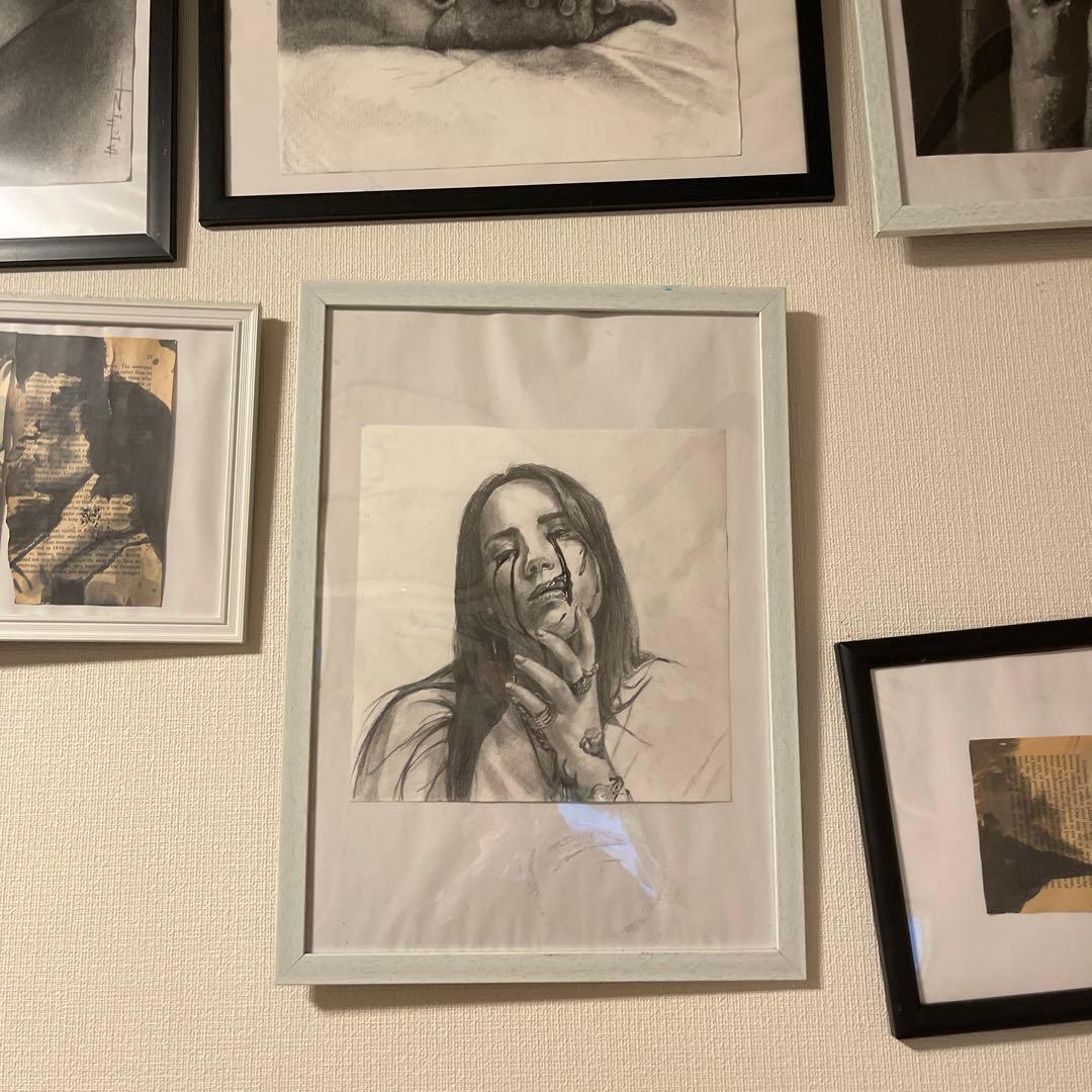 鉛筆画　ビリーアイリッシュ　インテリア