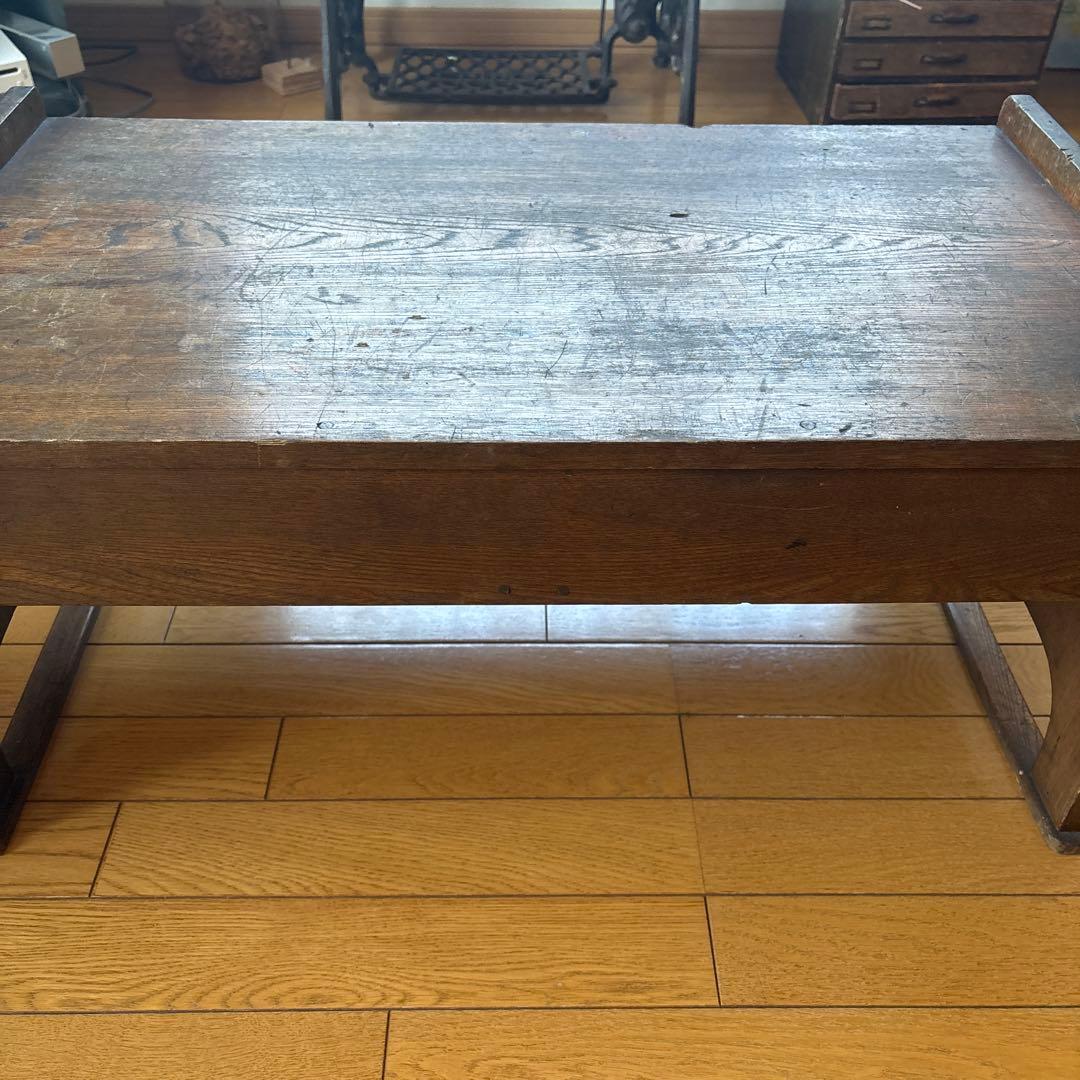 木製文机 2引き出し付き　昭和レトロ　 ディスプレイ