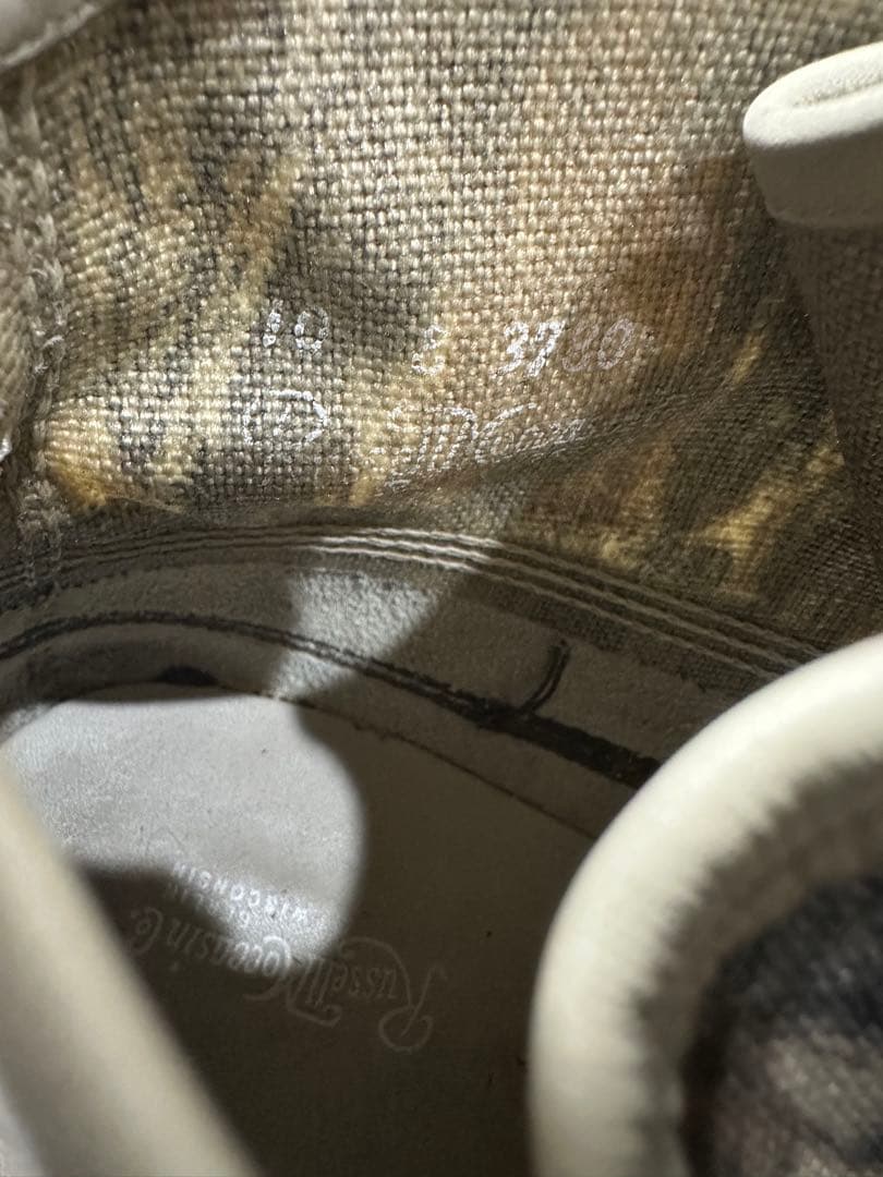 ラッセルモカシン　モカシンブーツ　珍しいリアルツリー生地とのコンビ