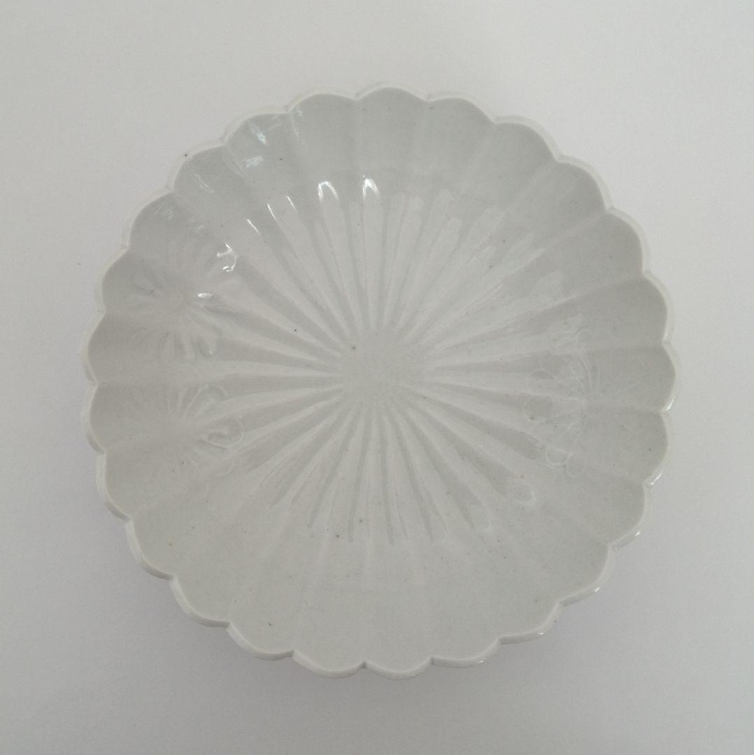 古伊万里　江戸中期　柿右衛門　白磁　菊花　なます皿　２客