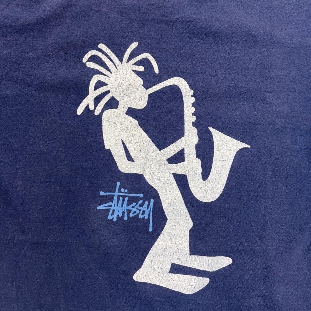 【90s】 \"old stussy\" (L) シャドーマン 茄子紺 フェード