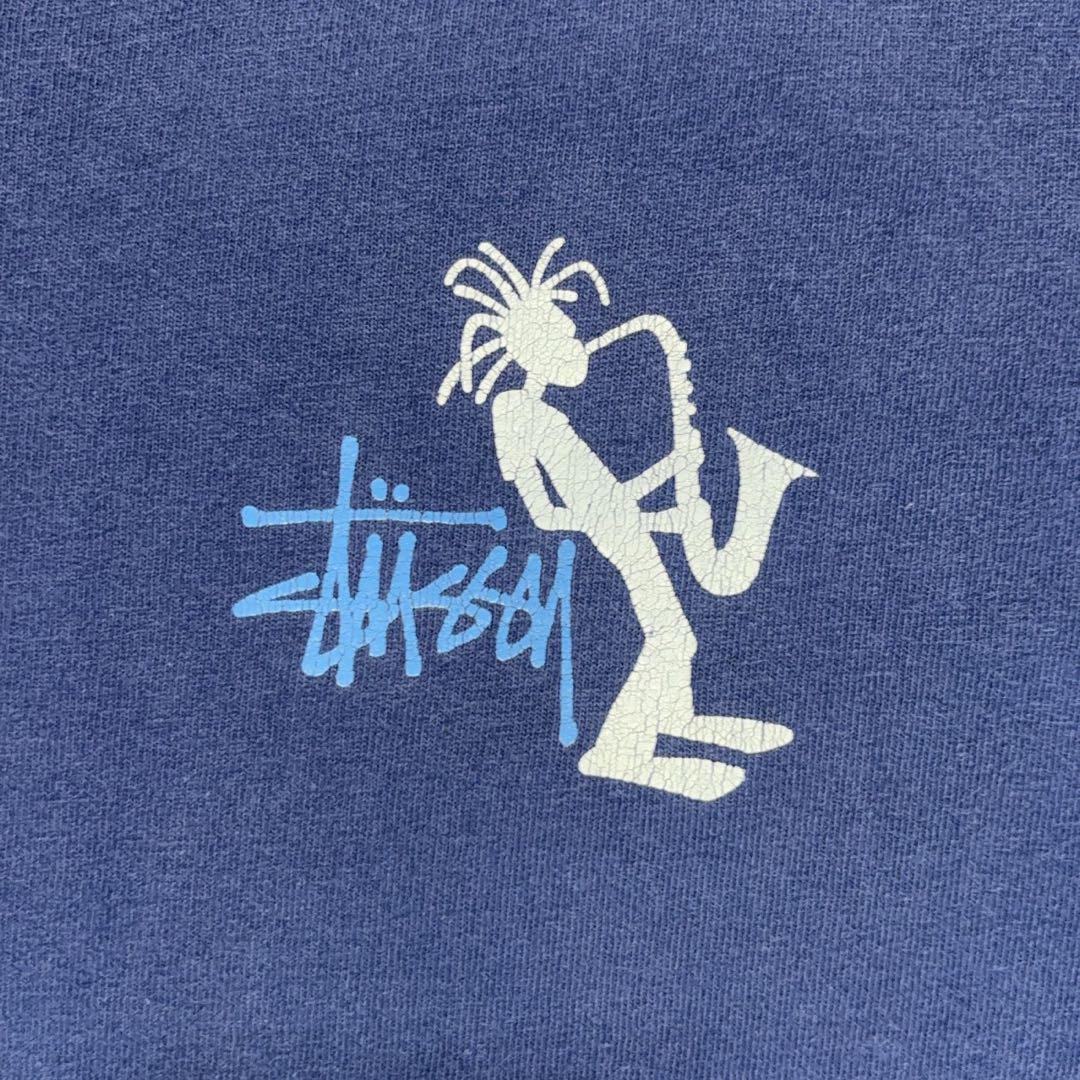 【90s】 \"old stussy\" (L) シャドーマン 茄子紺 フェード