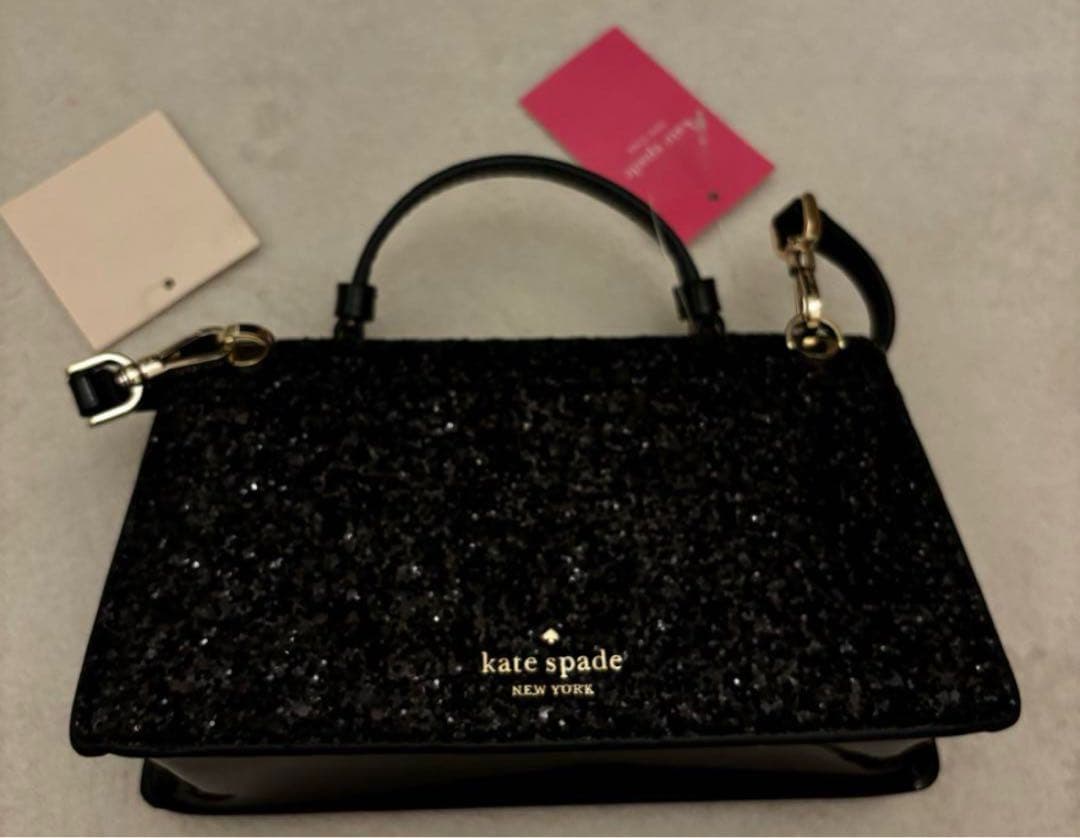 kate spade 新品未使用タグ付き　パーティーバッグ 黒 グリッター