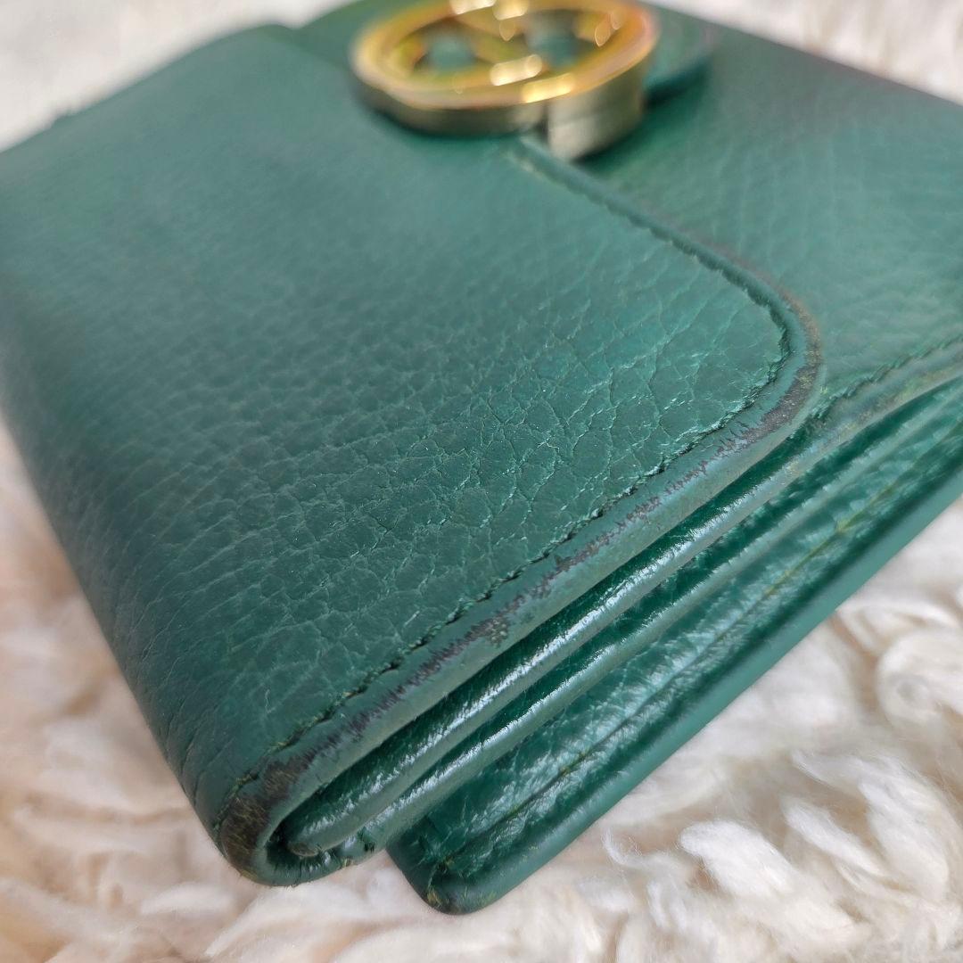 GUCCI グッチ GG インターロッキング 二つ折り財布 グリーン