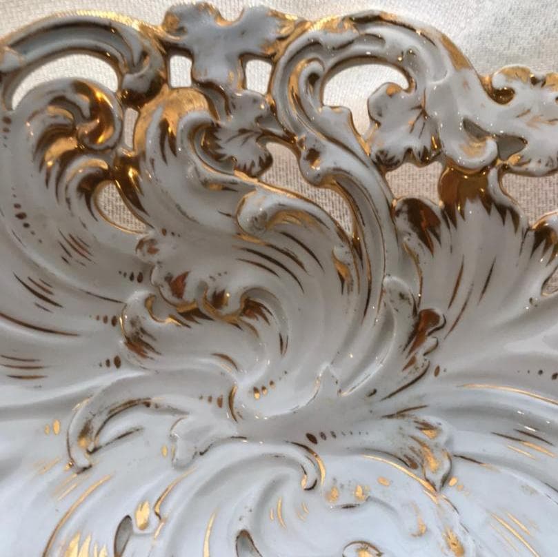 マイセン　金彩　透かし　楕円皿