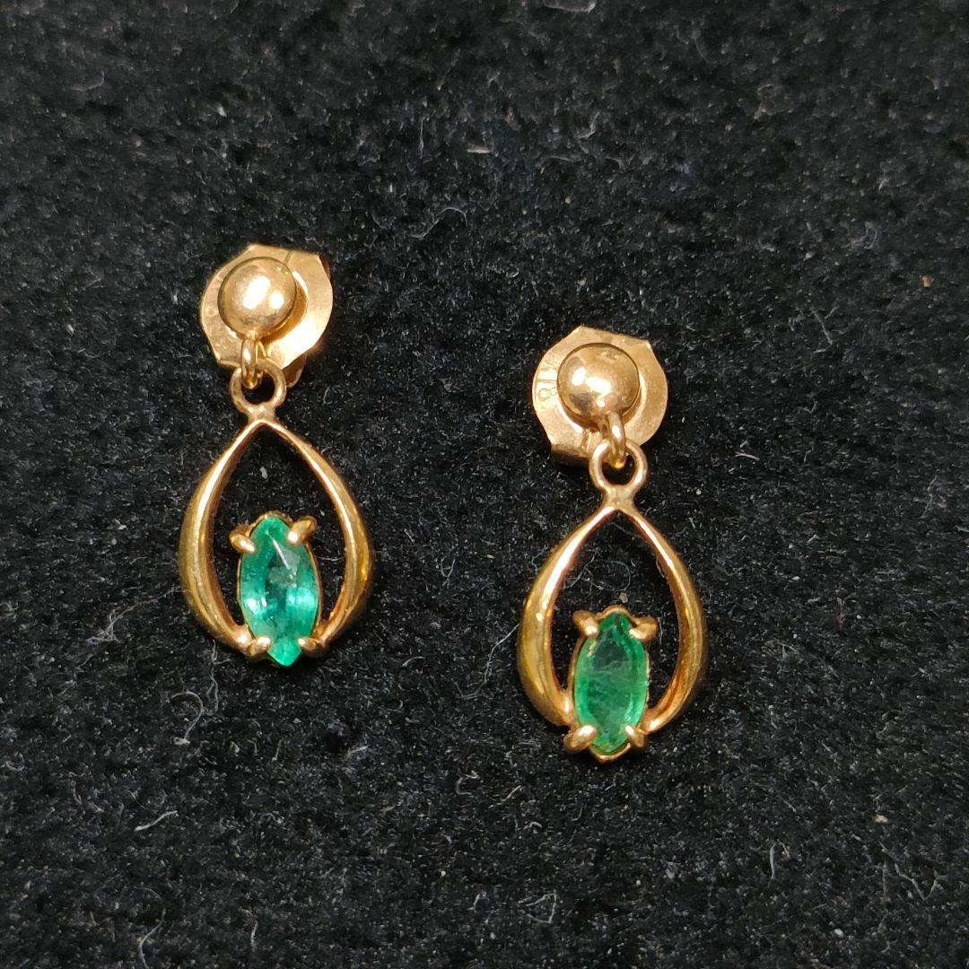 CQ40　エメラルド　K18　ピアス