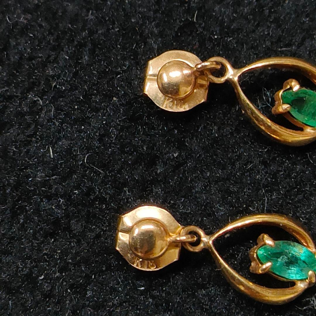 CQ40　エメラルド　K18　ピアス