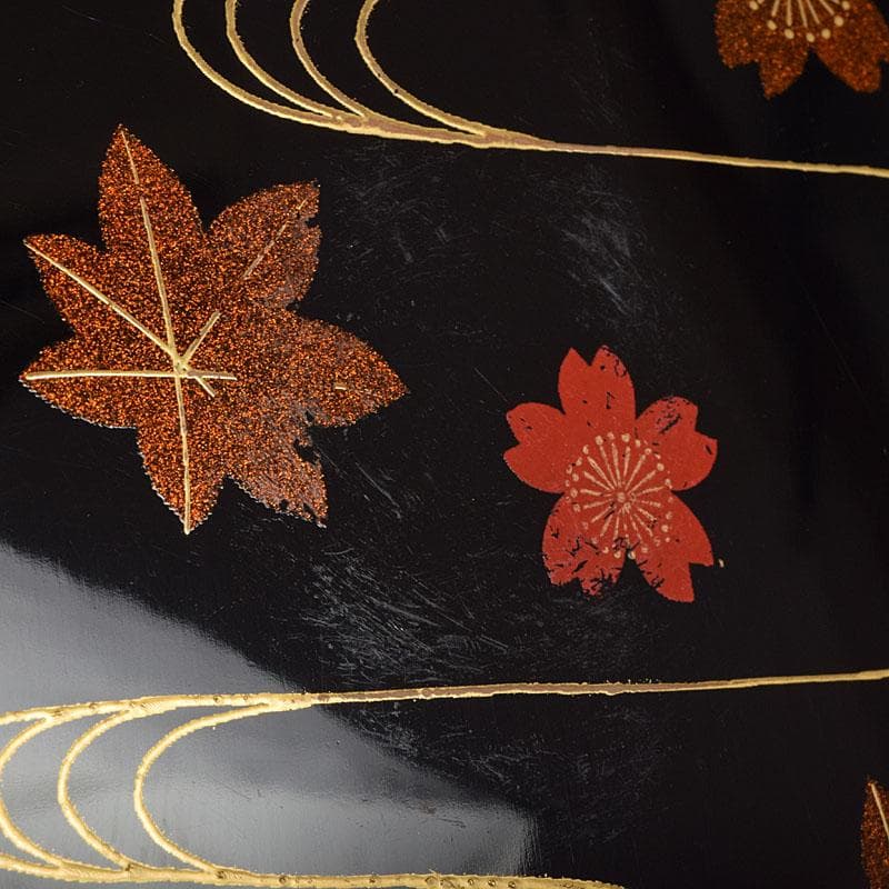 茶道具　黒漆　春秋蒔絵　茶箱　棗　巾筒など　九点　一式　仕覆付　M　R9327