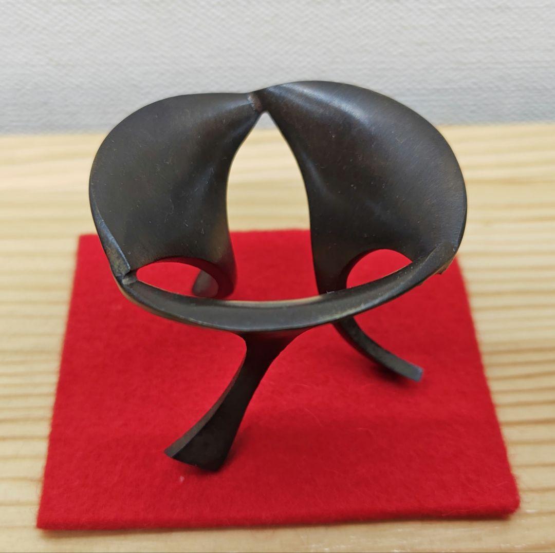 送料込【逢絢亭】茶道具 蓋置 銀杏鶴蓋置 三ツ銀杏 鉄製 一ノ瀬宗辰 共箱入り