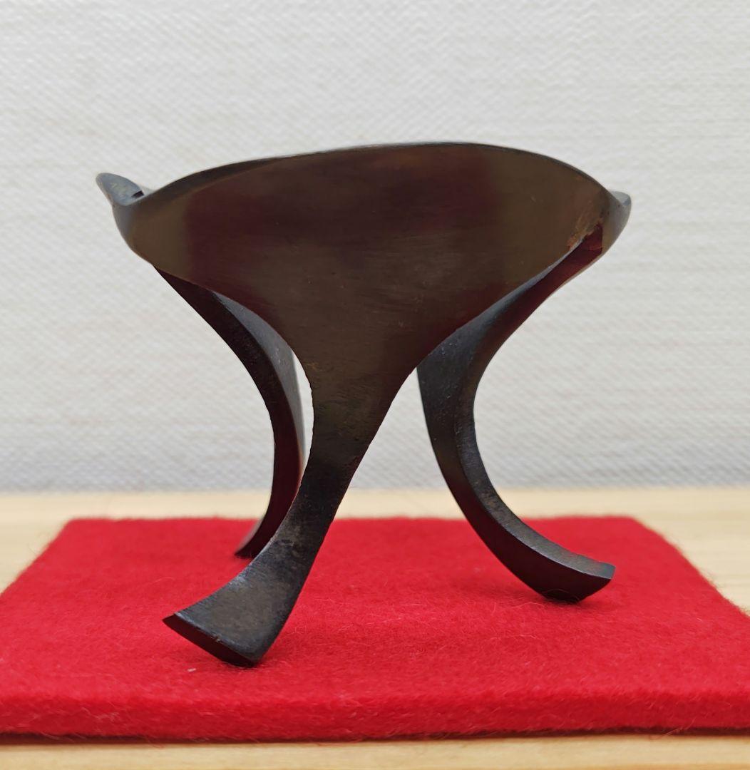 送料込【逢絢亭】茶道具 蓋置 銀杏鶴蓋置 三ツ銀杏 鉄製 一ノ瀬宗辰 共箱入り