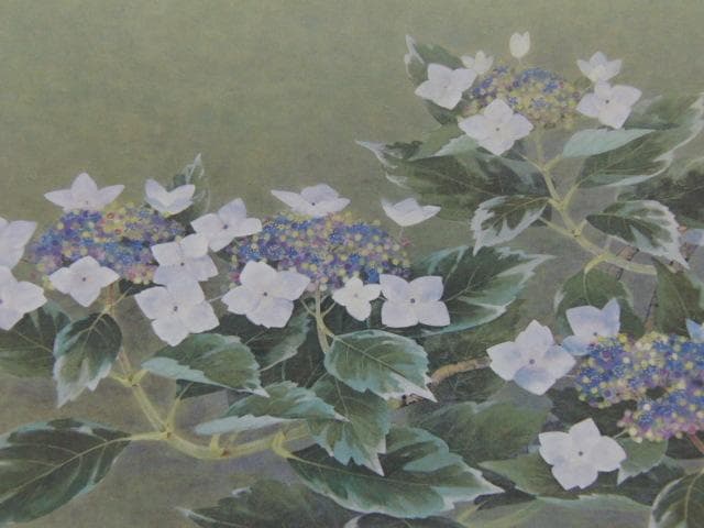 藤原敏行、【額紫陽花】、希少な額装用画集より、新品額装付