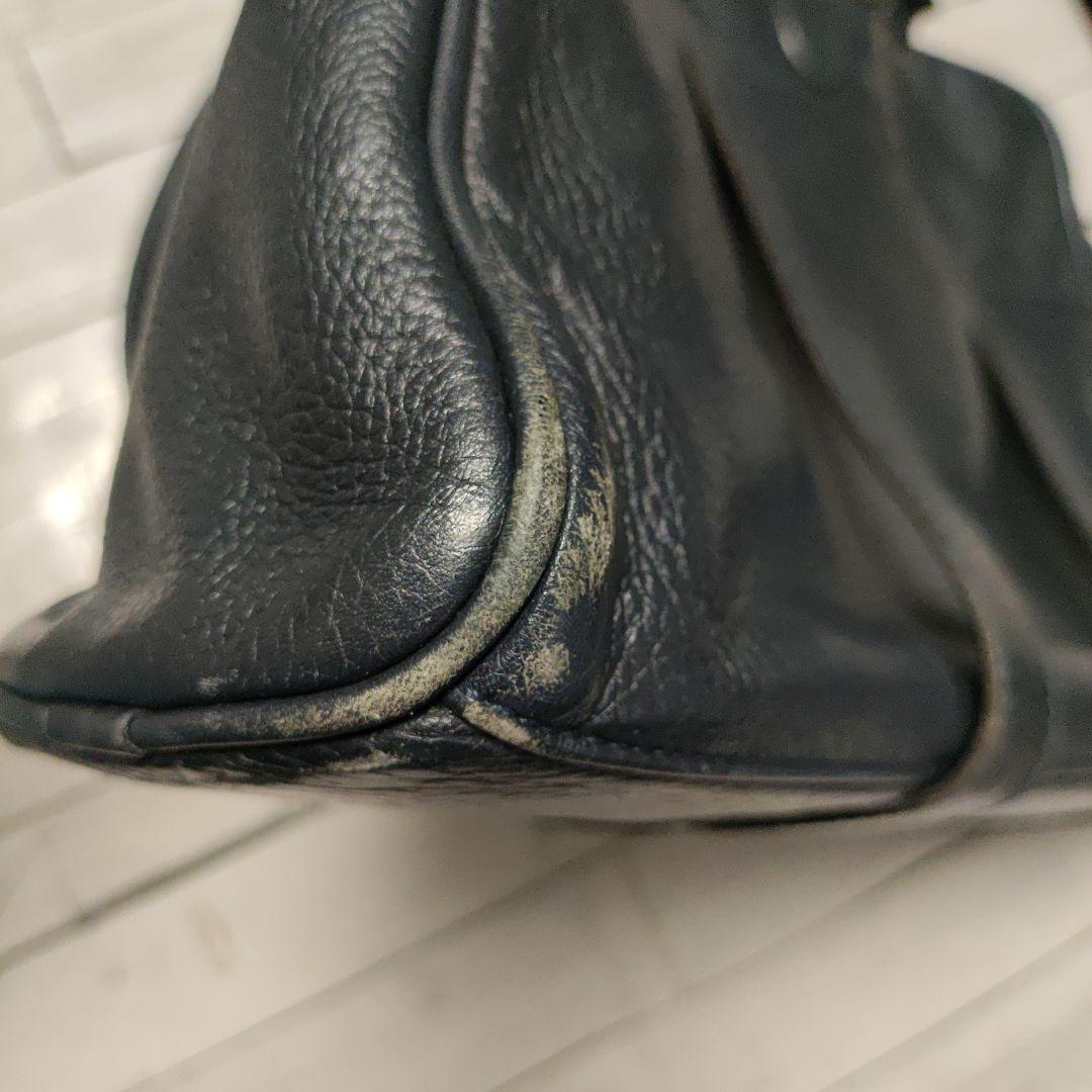 フェリージ Felisi 総レザーブリーフ バッグ ネイビー 美品 1730