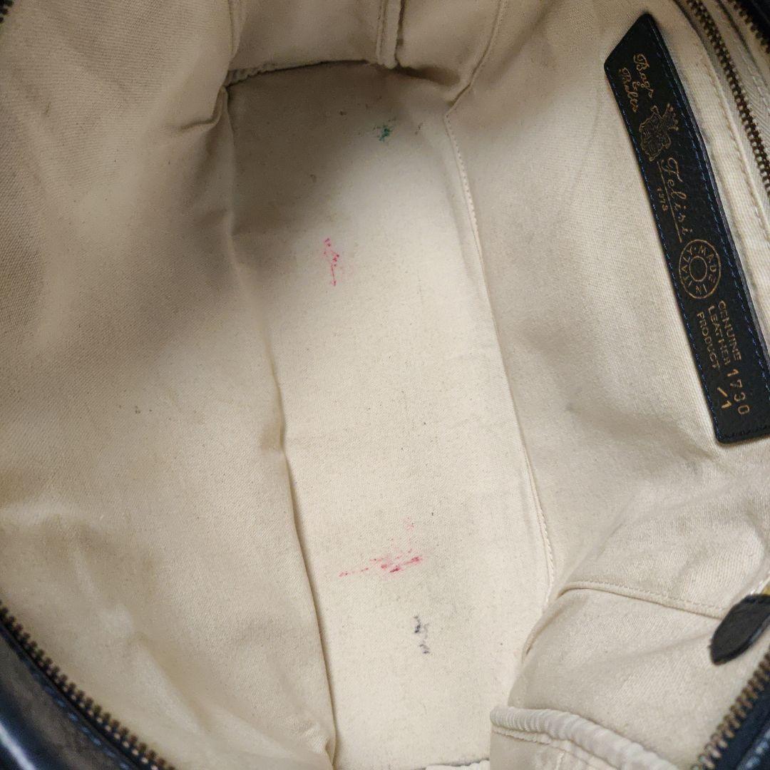 フェリージ Felisi 総レザーブリーフ バッグ ネイビー 美品 1730