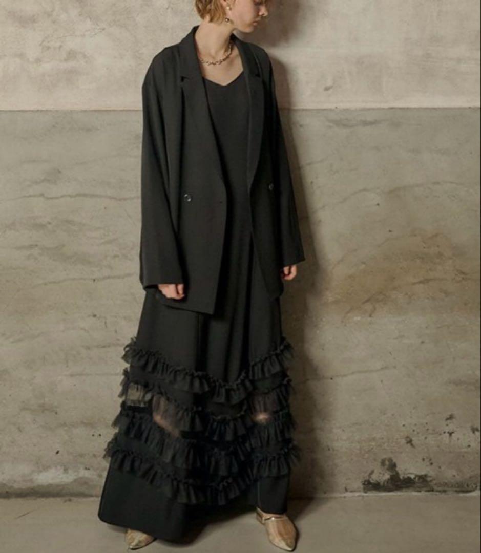 Transparent hem setup dress 黒　S