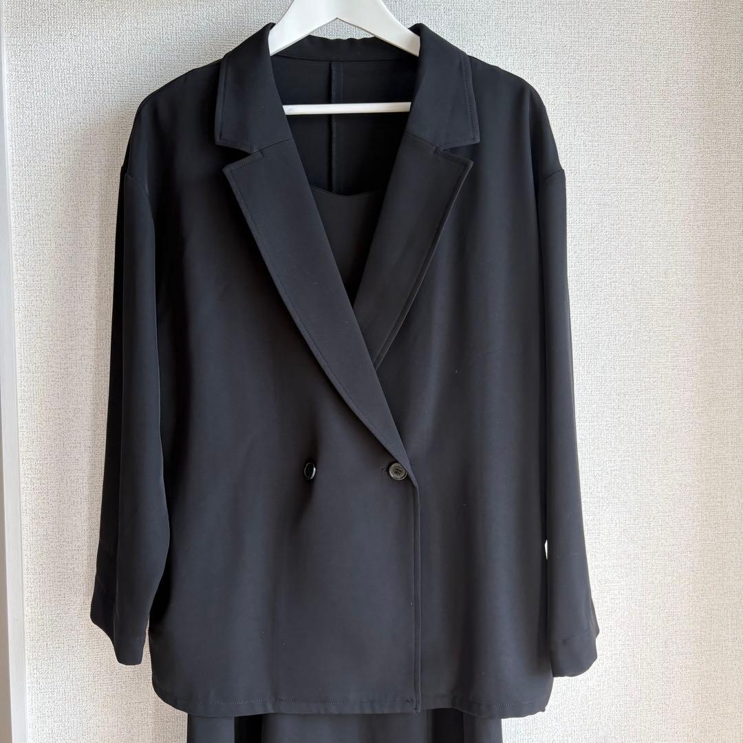 Transparent hem setup dress 黒　S