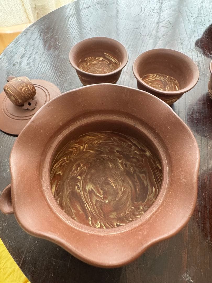 煎茶道具　東城山 一角　名工　作家もの　練込 茶器セット　マーブル