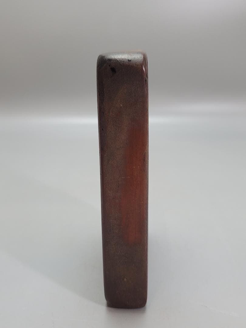 中国美術　書道具 紅澄泥双龍 文長方陶硯