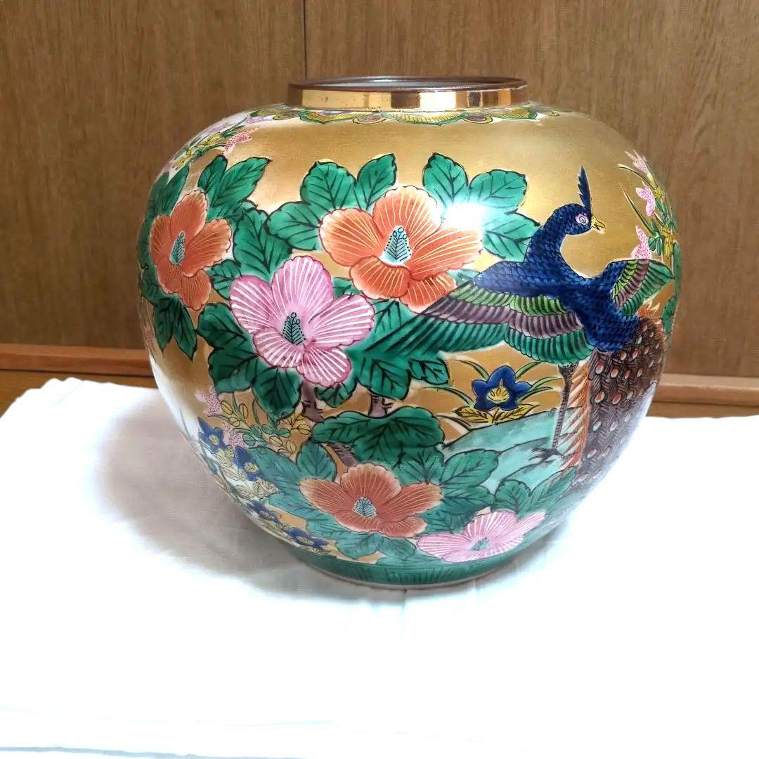 景徳鎮 銘 中国磁器 鳳凰文 金彩 大壺 花瓶 高さ25cm