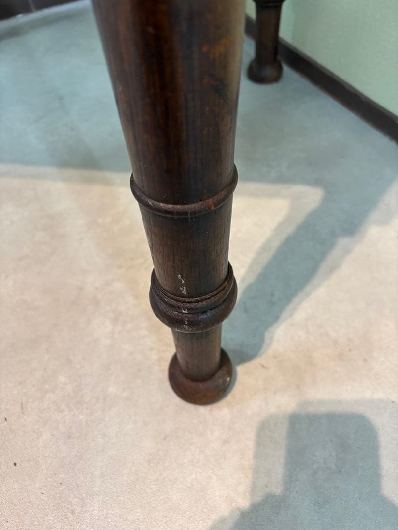 古家具 アンティーク机 2杯引き出し サイドテーブル ろくろ脚 無垢