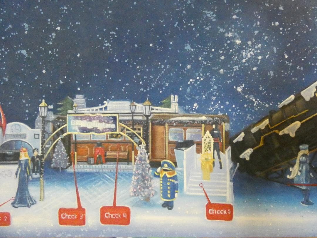 大型絵画　 油彩　松本零士「風景」 サイン　 肉筆手描き　額装済み